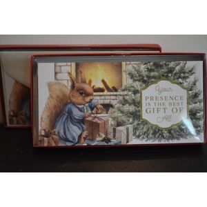 Squirrel and Present in Front of the Fire Christmas Greeting Card 14 Pack‎ 4 x 8